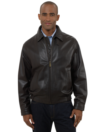 Made of exceptional lightweight lambskin leather. 100% Bemberg diamond quilted lining.   Genuine corozo buttons.  MP3 player interior cord management system.  Professional leather clean only. Imported.