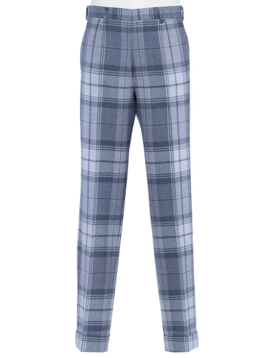 Pure wool. 100% Bemberg signature stripe lining. Button fly. Genuine horn buttons. Belt loops. Unfinished hem. Can be finished as seen or with a cuff and no break. Dry clean only. Made in the USA.