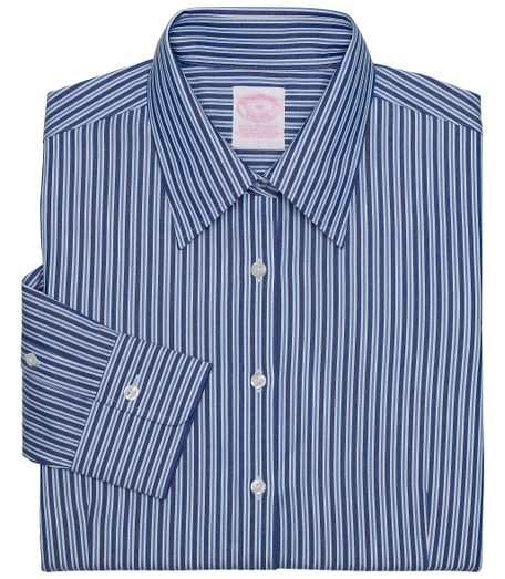 Tailored fit, our slimmest silhouette, woven in cotton specially treated to remain virtually wrinkle-free, with a touch of  DOW XLA for stretch. Forward point collar and shirred barrel cuffs. Traditional placket, slightly longer shirttail and pucker-free seams. Front and back darts. Machine wash. Imported.