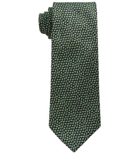 Pure silk woven in England. Fabric is treated to repel liquids and stains. 3 1/2" width. Dry clean.Made in the USA.