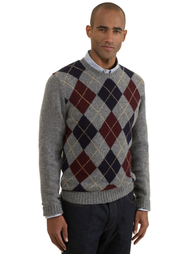 Shetland Argyle Crewneck Sweater 