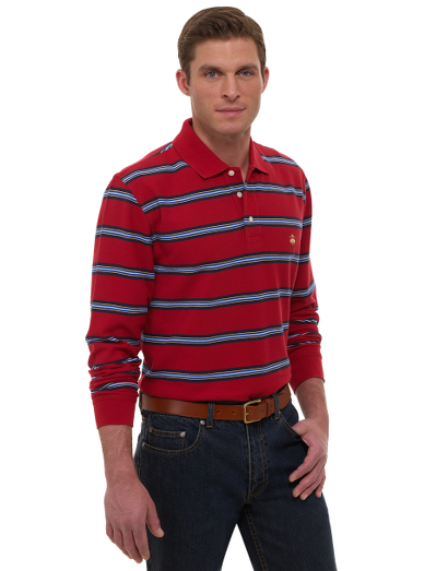 Our classic long sleeve polo shirt knitted in extrafine pique stitch for superior softness. A performance finish enhances shape retention and resistance to shrinking, fading and pilling. Brooks Brothers logo buttons. Machine wash. Imported.