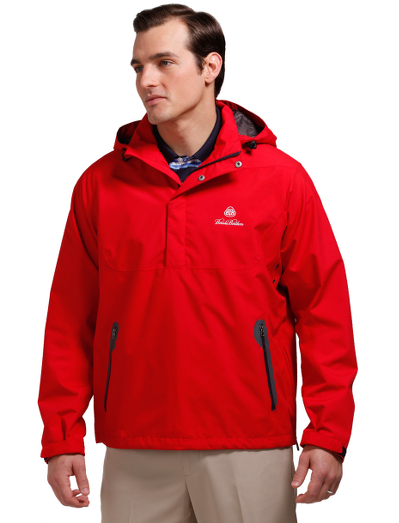 2-layer polyester for the highest performance. Lined in mesh for a lightweight, functional style. Taped seams make it virtually waterproof. Half-zip style with removable hood. Machine wash. Imported.