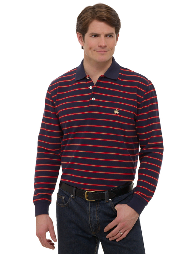 Our classic long sleeve polo shirt knitted in extrafine pique stitch for superior softness.A performance finish enhances shape retention and resistance to shrinking, fading and pilling. Brooks Brothers logo buttons. Machine wash. Imported.
