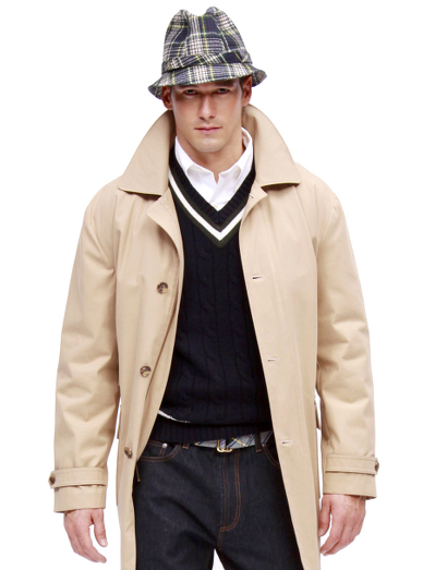 Pure cotton woven in Germany. Lined in Black Watch cotton. 3/4 length. Corduroy details. Dry clean. Imported.