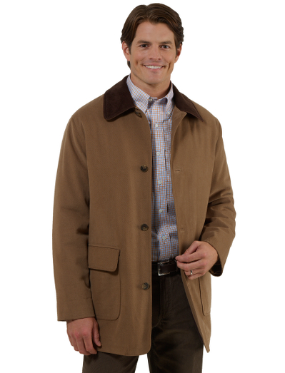 Pure cotton woven in Italy. Button front and corduroy collar. Dry clean. Imported.