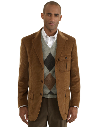 Pure cotton, 11-wale corduroy. Lined in cotton district check. Bemberg sleeve lining. Leather buttons. Dry clean. Imported.