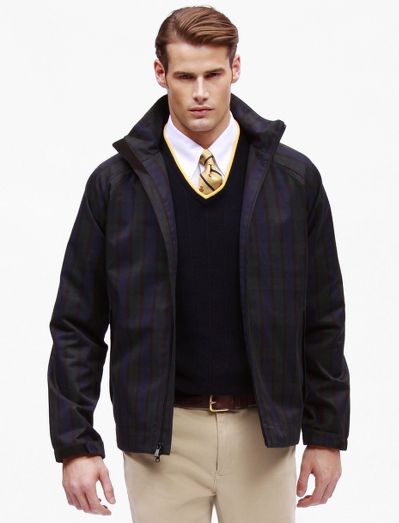 Pure cotton coated to resist rain and wind. Active styling details and a subtle plaid pattern. Country Club logo zipper. Machine wash. Imported.