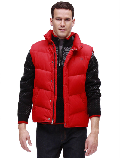 Polyester with down fill. Ergonomically shaped. Plaid lining and Country Club logo snaps. Machine wash. Imported.