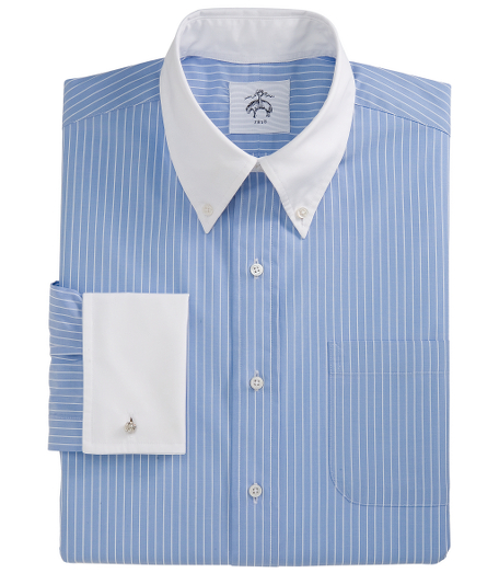 Made from one of the rarest cotton varieties distinguished by its purity and strength. Sea Island cotton has the softness of cashmere and the luster of silk. Fabric is spun in Switzerland and woven in Italy. White collar and French cuffs. Mother-of-pearl buttons. Machine wash. Made in the USA.