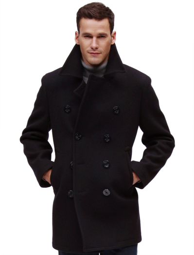 Authentic pea coat made from Melton wool.  Corduroy pocketing. 100% Bemberg lining. Dry clean. Imported.