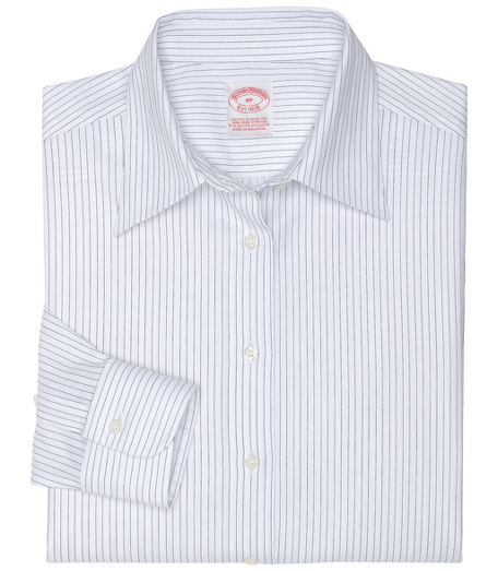Petite Non-Iron Classic Fit Fine Textured Stripe Dress Shirt with DOW XLA