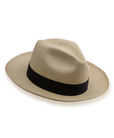 Panama straw treated to be water and stain resistant. Black cotton band. Imported.
