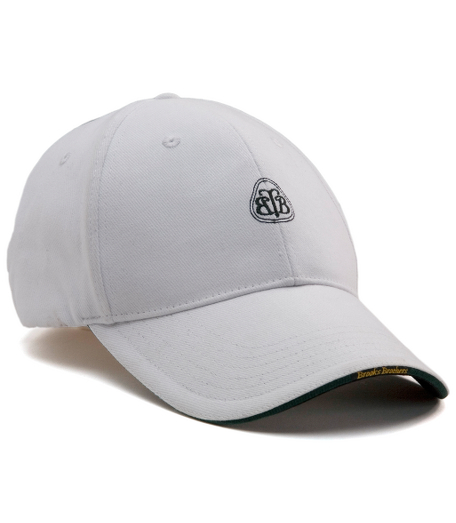 Cotton, polyester and silk blend. Country club logo on crown and under bill. Brooks Brothers liningand logo on edge of bill. Adjustable back and white fabric button. Imported.