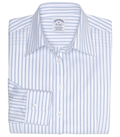 Petite Non-Iron Fitted Frame Stripe Dress Shirt with DOW XLA