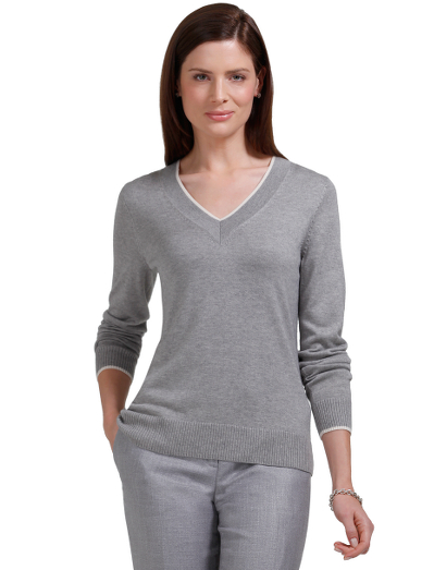 Silk/cashmere. Tipping at neck and cuff. Ribbing at neck, cuff and hem. Dry clean. Imported.