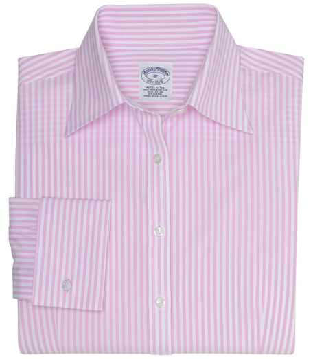 Petite Non-Iron Fitted Club Stripe Dress Shirt with French Cuffs with DOW XLA
