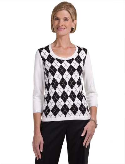 Silk/cotton. Scoopneck. Ribbing at neck, cuff and hem. Dry clean. Imported.