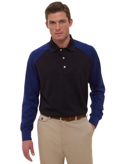Made from fine 2-ply cotton.  Finished with our signature performance treatment to enhance shape retention and resistance to shrinking, fading and pilling.  Country Club embroidery on chest. Contrast tipping on collar. Machine wash. Imported.