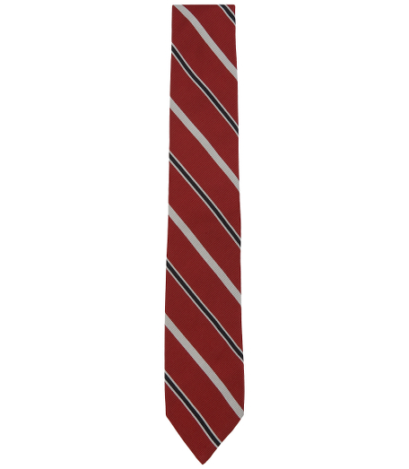Silk and cotton from Italy. 2 1/4" width. Grosgrain trim at neck. Made in the USA.