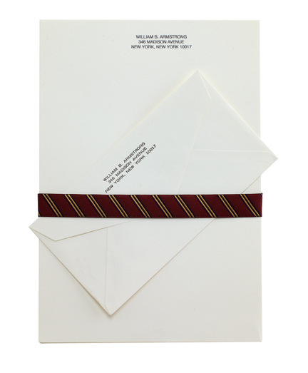 Elegant 100% cotton ivory stationery with the Brooks Brothers watermark. Genuine letterpress printing of your three-line name and address on the letter sheet and envelope. Executive sheets. 7 1/4" x 10 1/2". Made in the USA. Please allow 2-3 weeks for delivery.