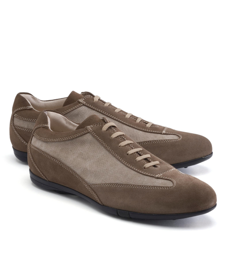 Suede and canvas with a rubber sole. Imported.