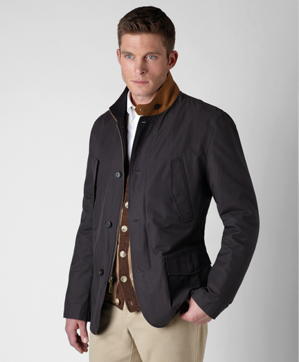 Cotton and nylon blend. Zip front with fun plaid lining and faux suede at under collar. Action back for added comfort. Dry clean. Imported.