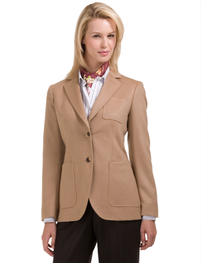 Woven in Italy.  Pickstitch detail and genuine horn buttons.  Dry clean.  Imported.