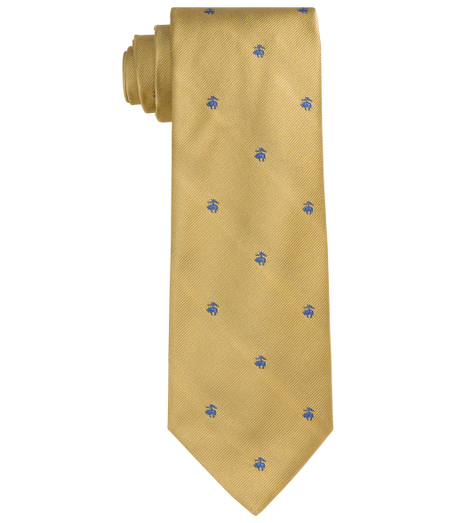 Pure silk woven in England. 3 1/2" width. Dry clean. Made in the USA.
