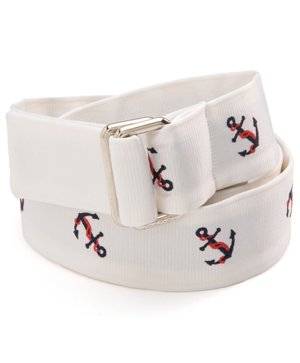 D-ring grosgrain ribbon belt. 1 1/2" thick. Imported.