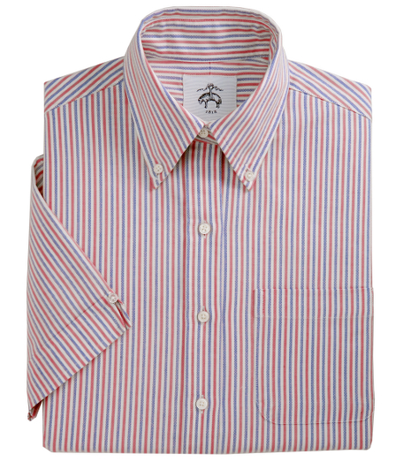 Cotton oxford. Mother-of-pearl buttons. Signature locker loop at neck. Machine wash. Made in the USA.