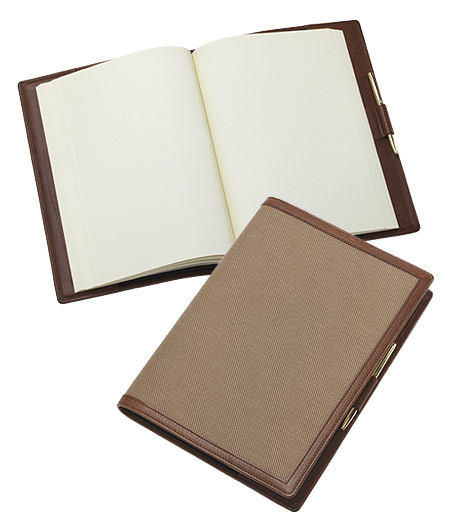 Distinctive accessories crafted and trimmed in genuine leather from Florence, Italy and overlaid with oxford cloth inspired by the famous Brooks Brothers oxford cloth shirt. Includes pen. 17" x 24".
