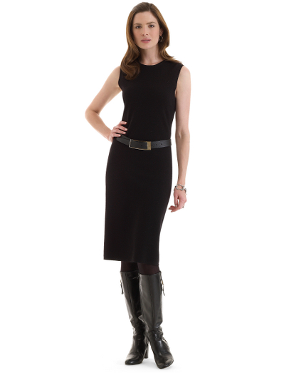 Extrafine Italian merino wool. Crewneck. Sleeveless with yoke detail on front and back. Full merino stitch. Dry clean. Imported.