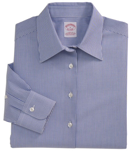 Classic fit.  Our fuller, traditional silhouette, woven in cotton specially treated to remain virtually wrinkle-free, with a touch of  DOW XLA for stretch. French front. Pucker-free seams. Forward point collar. Shirred barrel cuffs. Center box pleat on back. Machine wash. Imported. Also available in Petites.