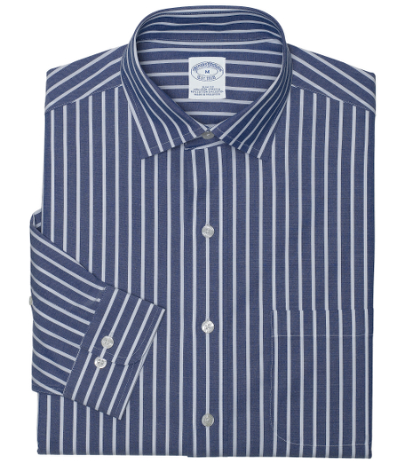 Pure cotton broadcloth. Made with pucker-free seams and treated to remain virtually wrinkle-free. English spread collar. Superdurable logo buttons. Center back pleat and signature shirring at barrel cuffs. Left chest pocket. Machine wash. Imported. Also available in Traditional fit.
