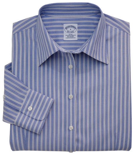 Fitted silhouette, slightly tailored for a slimmer appearance.  Woven in cotton specially treated to remain virtually wrinkle free, with a touch of  DOW XLA for stretch. Traditional placket. Pucker-free seams. Front and back darts. Forward point collar. Shirred barrel cuffs. Machine wash. Imported.