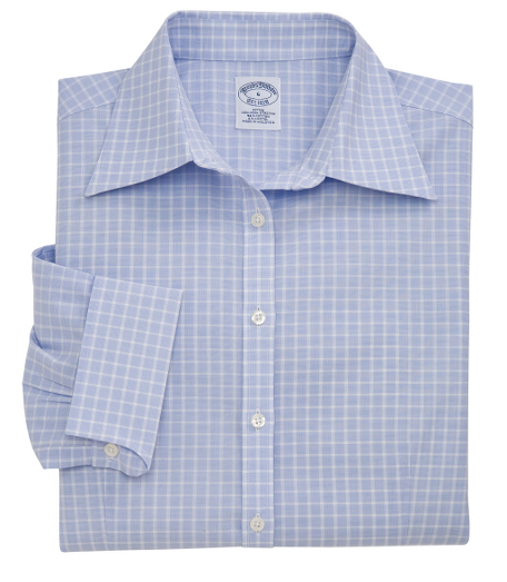 Our fitted silhouette, slightly tailored for a slimmer appearance. Woven in cotton with a touch of  DOW XLA for stretch, treated to remain virtually wrinkle-fee. Traditional placket. Pucker-free seams. Front and back darts. Forward point collar. French cuffs. Machine wash. Imported. Also available in Petites.
