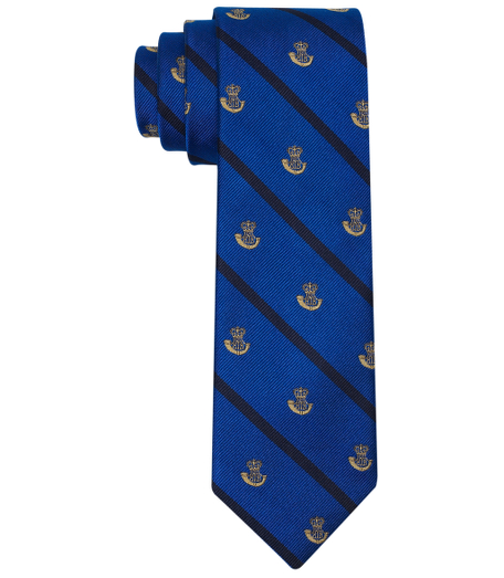Pure silk woven in England. 2 7/8" width. Dry clean. Made in the USA.