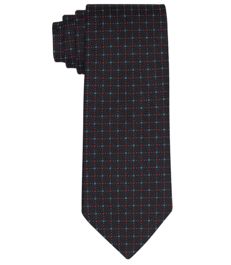 Pure silk woven in England. 3 1/2" width. Dry clean. Made in the USA.