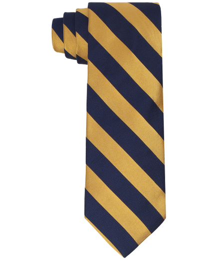 Pure silk woven in England. 3 1/2" width. Dry clean. Made in the USA.