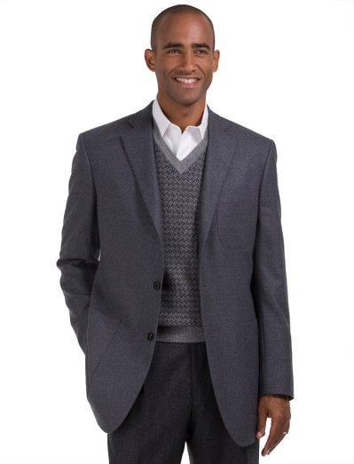 Regent fit. 3-button, side vent. 100% Bemberg lining. Dry clean. Made in Canada.