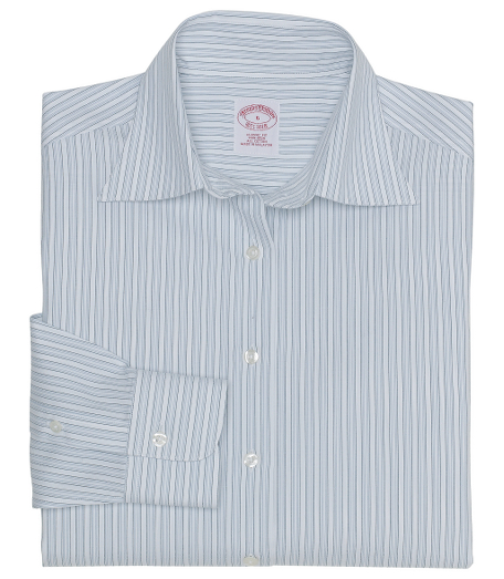 Classic fit. Our fuller, traditional silhouette woven in cotton specially treated to remain virtually wrinkle-free, with a touch of  DOW XLA for stretch.  French front. Pucker-free seams. Forward point collar. Shirred barrel cuffs. Center box pleat on back. Machine wash. Imported.