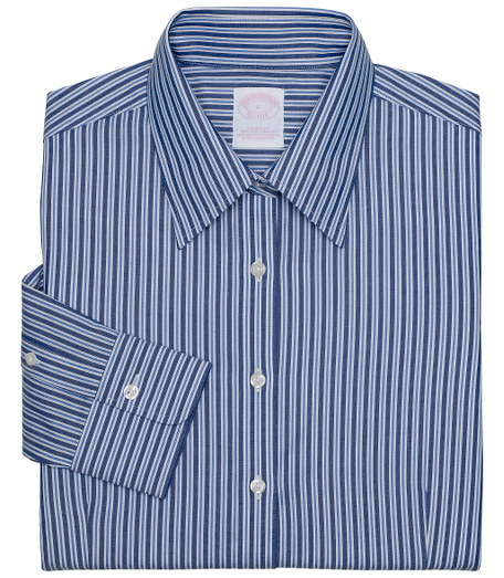 Tailored fit, our slimmest silhouette, woven in cotton specially treated to remain virtually wrinkle-free, with a touch of  DOW XLA for stretch.  Forward point collar and shirred barrel cuffs. Traditional placket, slightly longer shirttail and pucker-free seams. Front and back darts. Machine wash. Imported.