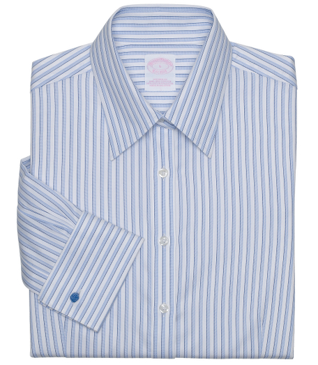 Non-Iron Tailored Medium Stripe Dress Shirt with French Cuffs and DOW XLA