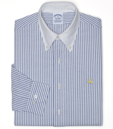 Pure lightweight Supima� oxford. Garment washed for added softness. White original Polo� button-down collar. Golden Fleece� embroidered logo. Superdurable stacked logo buttons. Center back pleat. Signature shirring at barrel cuffs. Machine wash. Imported. Also available in Traditional fit.