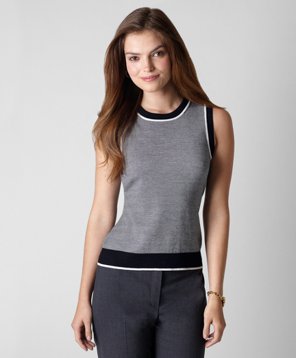 Merino Bird's-Eye Striped Shell