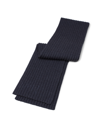 Rib knit in pure merino wool. Treated with a water-repellent Teflon finish to keep you warm and dry. 9" x 70". Dry clean. Imported.