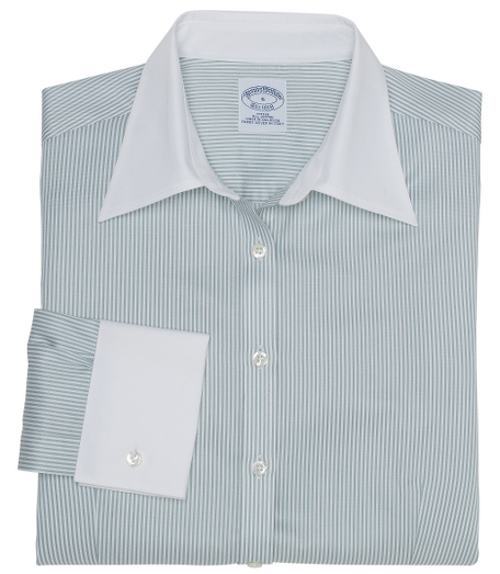 Pure cotton woven in Italy. Fitted silhouette, slightly tailored for a slimmer appearance. Front and back darts.  Traditional placket. Forward point collar and double-button French cuffs. Machine wash. Imported.