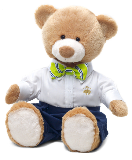 Introducing our friendly bear in Brooks Brothers inspired attire, including oxford shirt with embroidered Golden Fleece�, navy pleated pants and BB#1 repp stripe bow tie in St. Jude Children's Research Hospital�  Thanks and Giving� colors. Washable surface.  Brooks Brothers will donate $5.00 from the purchase price to St. Jude. Only for ages 4 and up. Please remove all hangtags before giving to a child. Donations to St. Jude will be made on purchases of this product in the USA only.