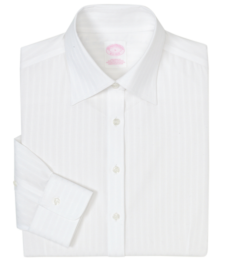 Tailored fit, our slimmest silhouette. Woven in cotton. Forward point collar and shirred barrel cuffs. Traditional placket and slightly longer shirttail. Machine wash. Imported.